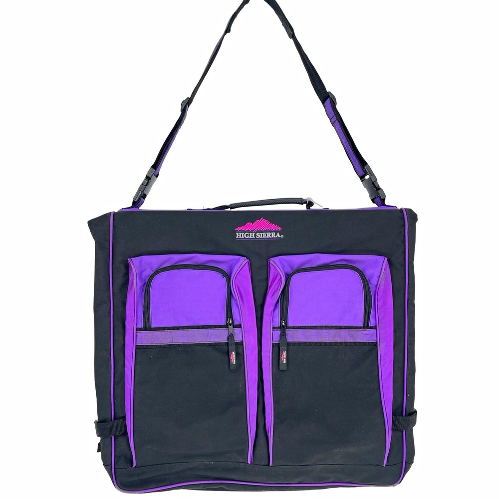 Vintage High Sierra Garment Bag Black Purple Suit Travel Luggage Shoulder 23in